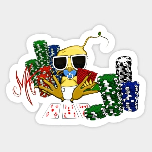 Grumpy Chicken Poker Player Sticker